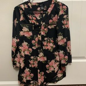 black button down sheer blouse